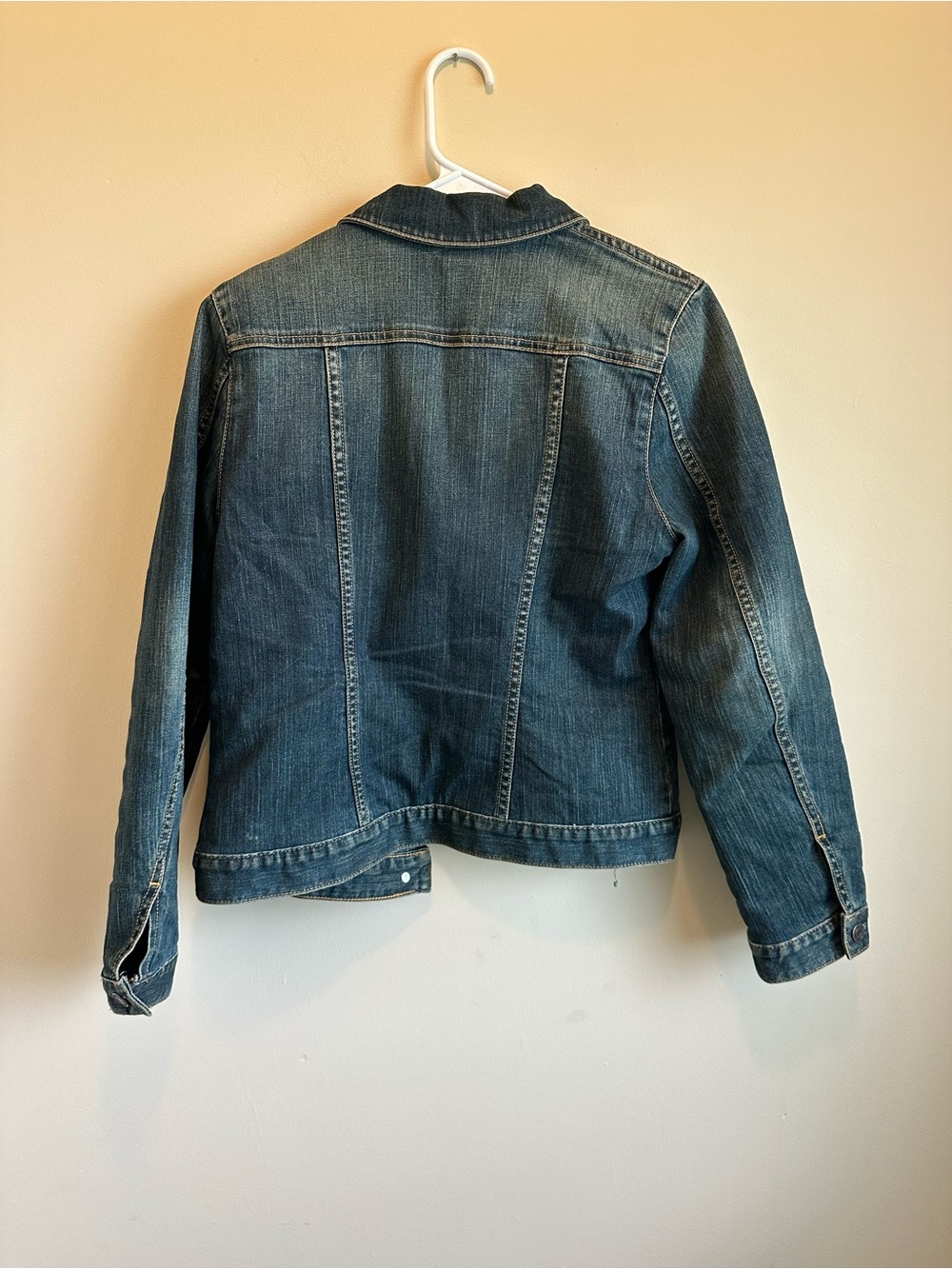 Vintage Women’s Gap Denim Trucker Jacket S Fair Isle Knit Sweater Lining Y2K - Picture 4 of 11